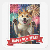 Shiba Inu Glitter Confetti Sticker スクエアシール (正面)