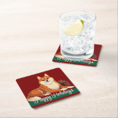 Shiba Inu Happy Holidays Coasters スクエアペーパーコースター (インサイチュ)