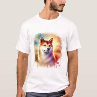 Shiba Inu in watercolor 091024AREF128 - Watercolor Tシャツ