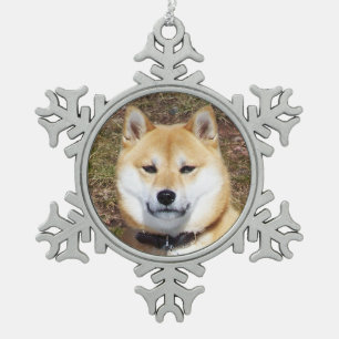 Shiba Inu-Kumako スノーフレークピューターオーナメント