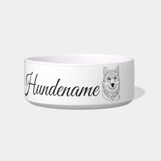 Shiba Inu Minimalist Line Art personalized bowl ボウル (正面)