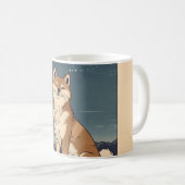 Shiba Inu Moonlight Coffee Mug – Ukiyo-e Style コーヒーマグカップ (正面右)