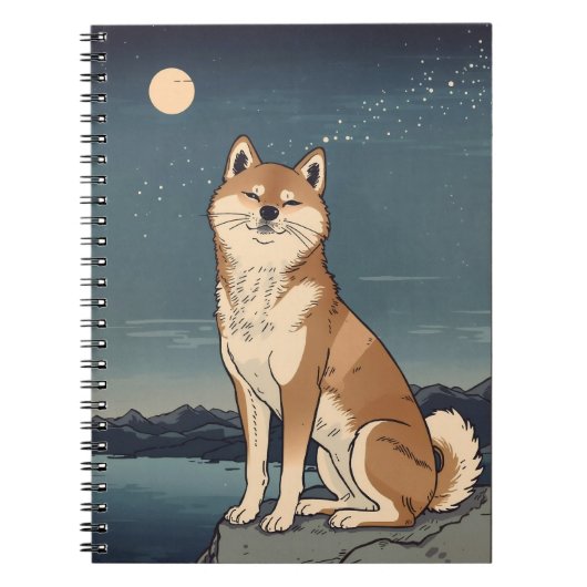 Shiba Inu Moonlight Notebook ノートブック (正面)