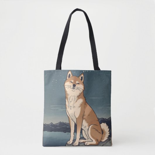 Shiba Inu Moonlight Tote Bag トートバッグ (正面)