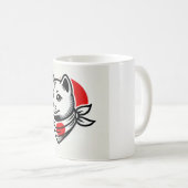 Shiba Inu Mug with Japanese Flag Scarf コーヒーマグカップ (正面右)