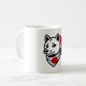 Shiba Inu Mug with Japanese Flag Scarf コーヒーマグカップ (正面左)