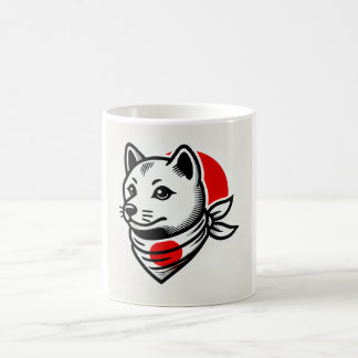 Shiba Inu Mug with Japanese Flag Scarf コーヒーマグカップ