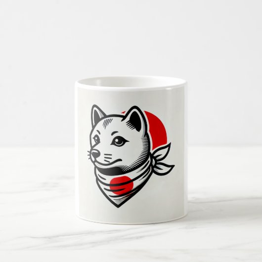 Shiba Inu Mug with Japanese Flag Scarf コーヒーマグカップ (中央)