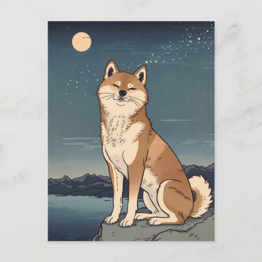 Shiba Inu Night Sky Postcard ポストカード (正面)