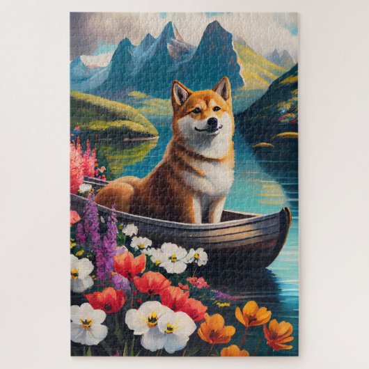 Shiba Inu on a Paddle: A Scenic Adventure ジグソーパズル (縦)