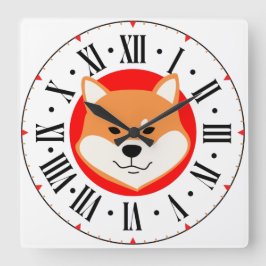 Shiba Inu Original Roman Numeral Wall Clock スクエア壁時計