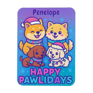 Shiba Inu Poodle Christmas Dogs Blue Purple Puppy マグネット