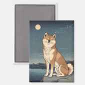 Shiba Inu Under Moonlight Magnet マグネット (正面/裏面)