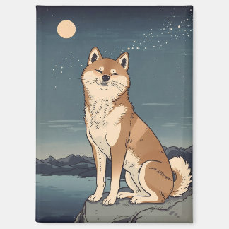 Shiba Inu Under Moonlight Magnet マグネット