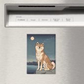 Shiba Inu Under Moonlight Magnet マグネット (インサイチュ (食洗機))