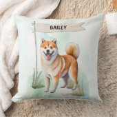 Shiba Inu Watercolor Personalized Dog クッション (ブランケット)
