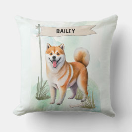 Shiba Inu Watercolor Personalized Dog クッション