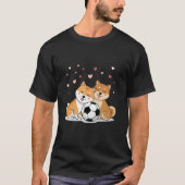 Shiba Inu with soccer ball for Valentine's Day Tシャツ (正面)