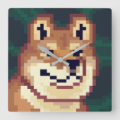 Shiba pixelart, klok, Pixel Art  スクエア壁時計 (正面)
