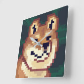 Shiba pixelart, klok, Pixel Art  スクエア壁時計 (傾斜)