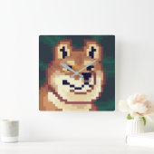 Shiba pixelart, klok, Pixel Art  スクエア壁時計 (ホーム)