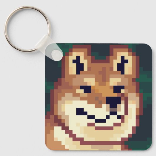 Shiba pixelart, Pixel Art, sleutelhanger キーホルダー (正面)