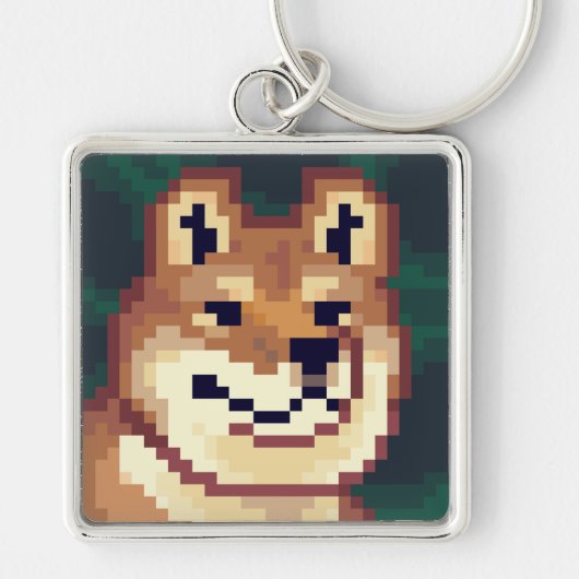 Shiba pixelart, sleutelhanger, Pixel Art  キーホルダー (正面)