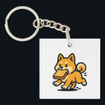 Shiba with Toast キーホルダー<br><div class="desc">Take a bite-sized Shiba on the go! This keychain features a cheerful Shiba Inu with a slice of toast, drawn in a pop-art inspired style with bold lines. Great for backpacks, keys, or gifting to dog fans.</div>