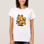 Shiba with Toast Tシャツ<br><div class="desc">Running late but still adorable! This Shiba with Toast T-shirt features a cute Shiba Inu holding a slice of toast in its mouth, drawn in bold lines and vibrant colors. Perfect for dog lovers, Japan fans, and playful fashion enthusiasts.</div>
