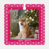 Shiba's Holiday | ASANOHA Japanese Kimono pattern  メタルオーナメント (正面)