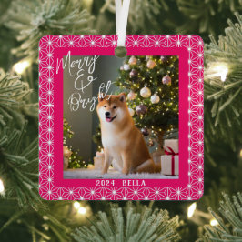 Shiba's Holiday | ASANOHA Japanese Kimono pattern  メタルオーナメント