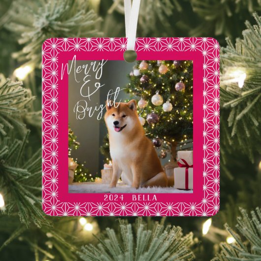 Shiba's Holiday | ASANOHA Japanese Kimono pattern  メタルオーナメント (インサイチュ)