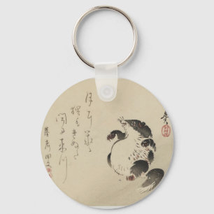 Shibata Zeshin著アライグマ犬(Tanuki) キーホルダー