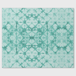 Shibori Dyed Checkerboard Teal ラッピングペーパー
