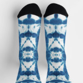 Shibori Indigo Blue Tie Dye Print ソックス (上部)