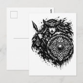 Shield Maiden Spear‑Sigil – Mythic Warrior Ink ポストカード (正面/裏面)