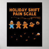 Shift Nurse Pain Scale Funny Gingerbread Rn Christ ポスター (正面)