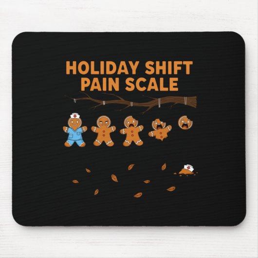 Shift Nurse Pain Scale Funny Gingerbread Rn Christ マウスパッド (正面)