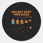 Shift Nurse Pain Scale Funny Gingerbread Rn Christ ラウンドシール (正面)