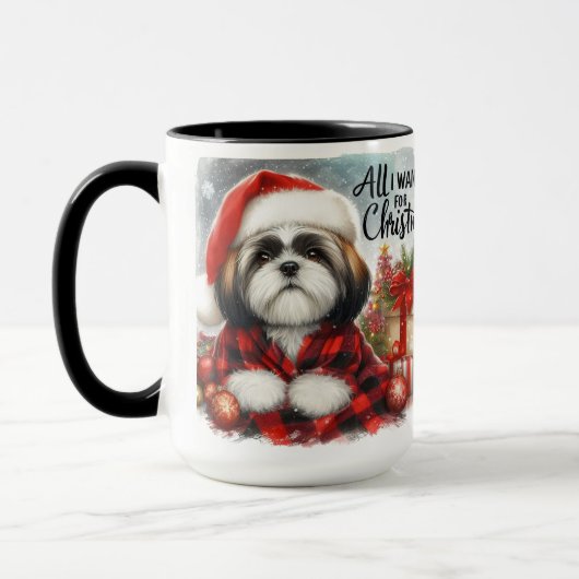 Shih Tzu All I Want for Christmas Coffee Mug Cup マグカップ (左)