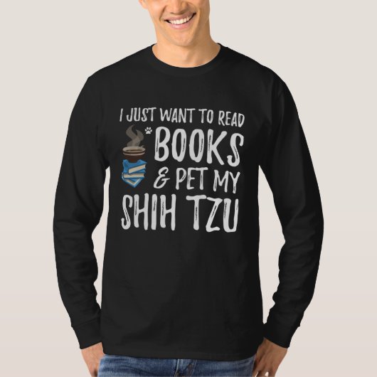 Shih Tzu Avid Book Reader  Dog Mom Tシャツ (正面)