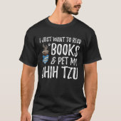 Shih Tzu Avid Book Reader  Dog Mom Tシャツ (正面)