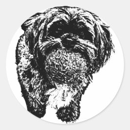 Shih Tzu Ball Time | Minimalist Dog Sticker ラウンドシール