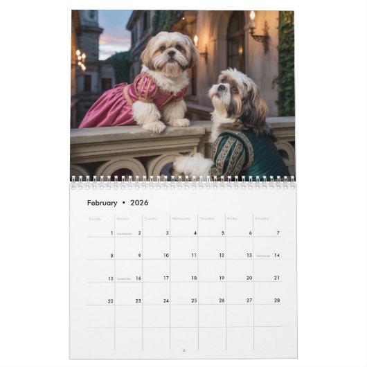Shih Tzu Calendar カレンダー (2月 2026)