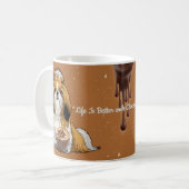 Shih Tzu Chocolate Mug – Cute Dog & Hot Cocoa  コーヒーマグカップ (正面左)