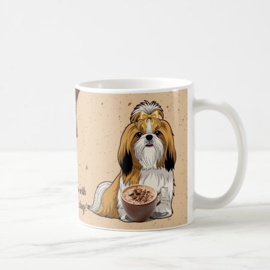Shih Tzu Chocolate Mug – Cute Dog & Hot Cocoa  コーヒーマグカップ (右)