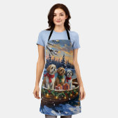 Shih Tzu Christmas Boat Holiday エプロン (着用した状態)