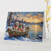Shih Tzu Christmas Boat Holiday カード (黄色い花)