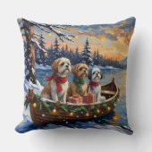 Shih Tzu Christmas Boat Holiday クッション (正面)