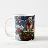 Shih Tzu Christmas Boat Holiday コーヒーマグカップ (左)